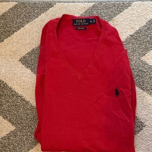 Polo by Ralph Lauren Men's V-Neck Red Sweater